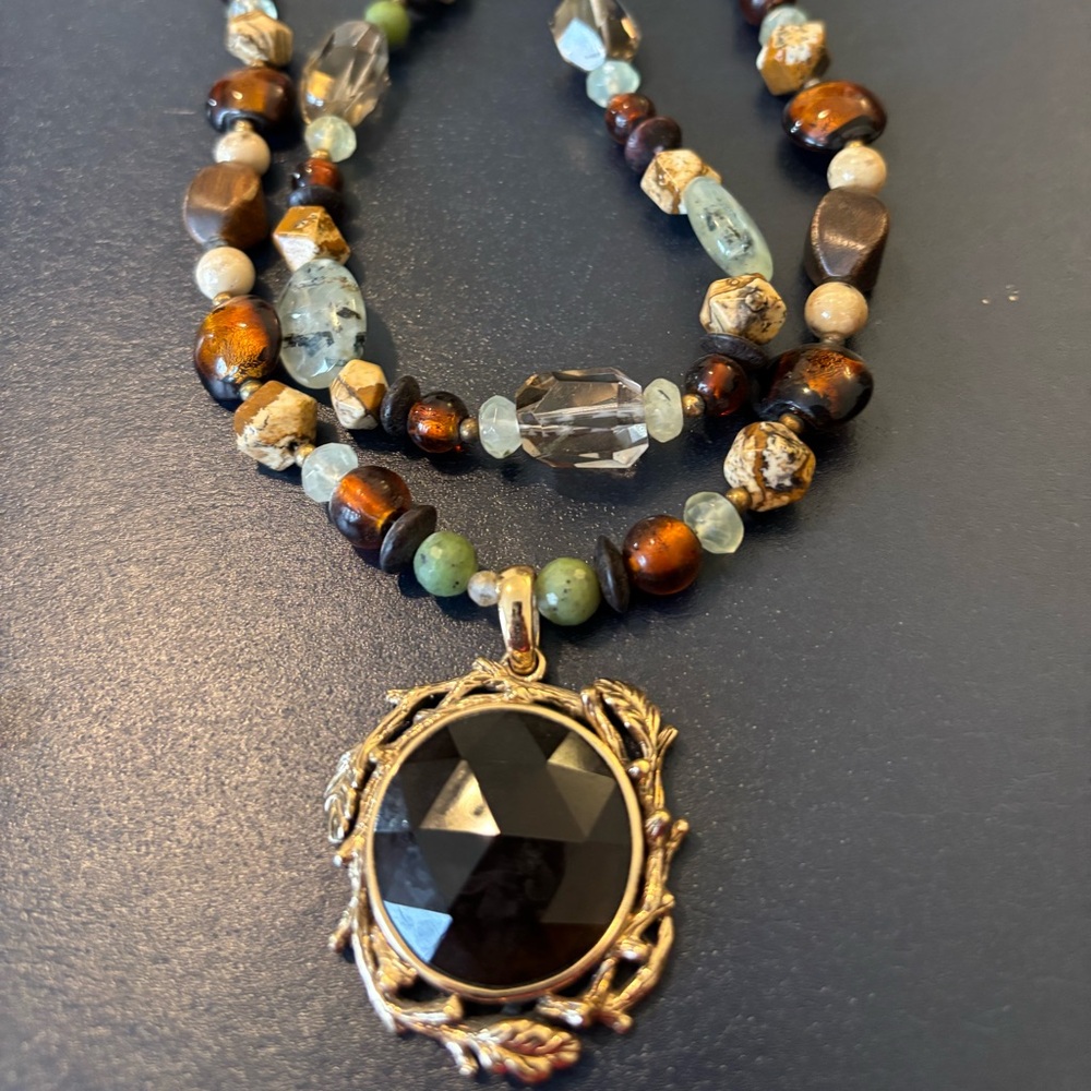 BARSE Gold Multi Stone Pendant Necklace